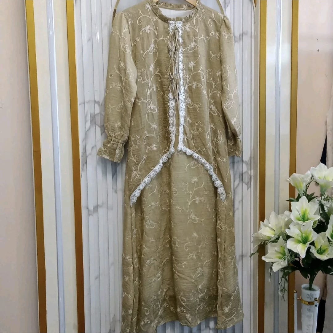 Set Gamis Outer Bordir Elegan