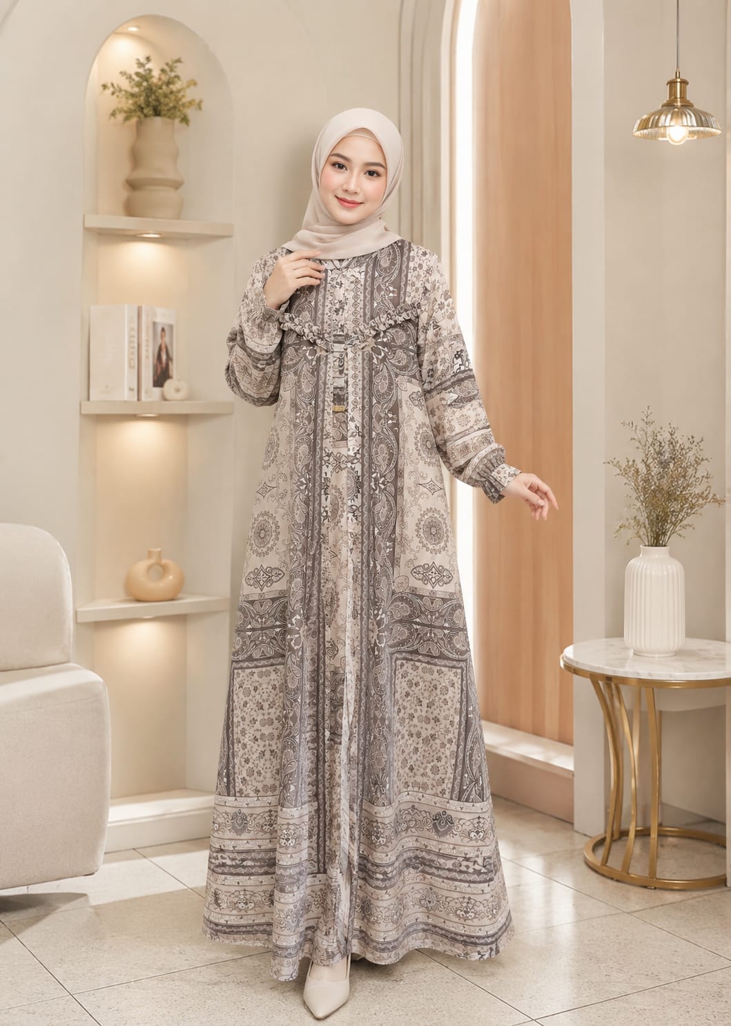 Gamis Motif Elegan Ruffle Premium