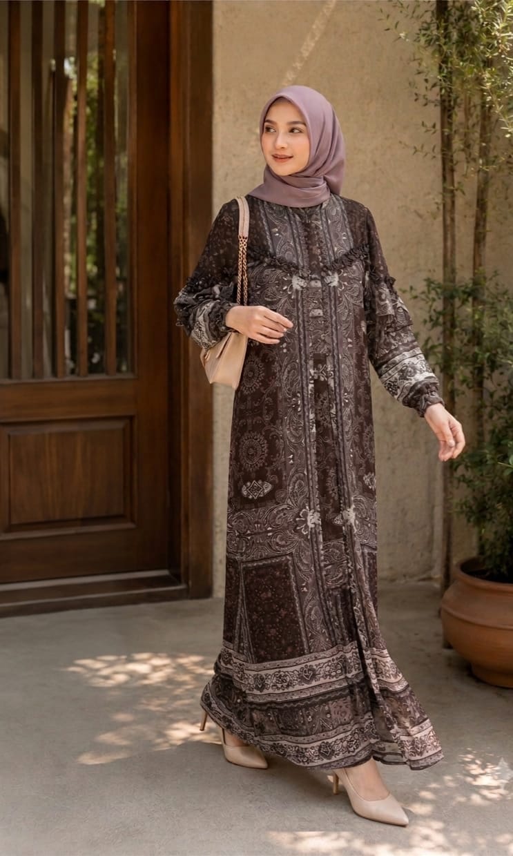 Gamis Motif Elegan Ruffle Premium