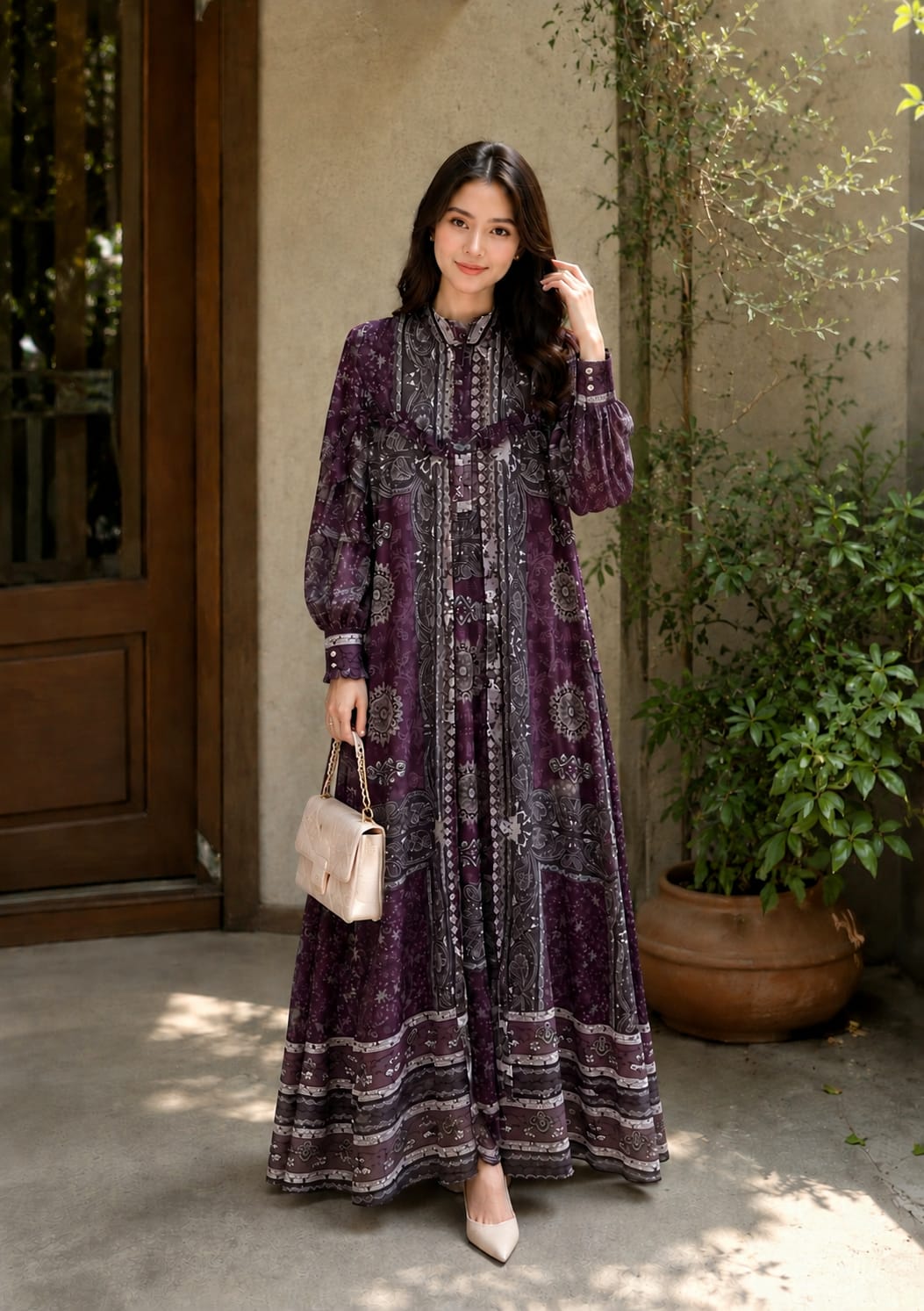 Gamis Motif Elegan Ruffle Premium