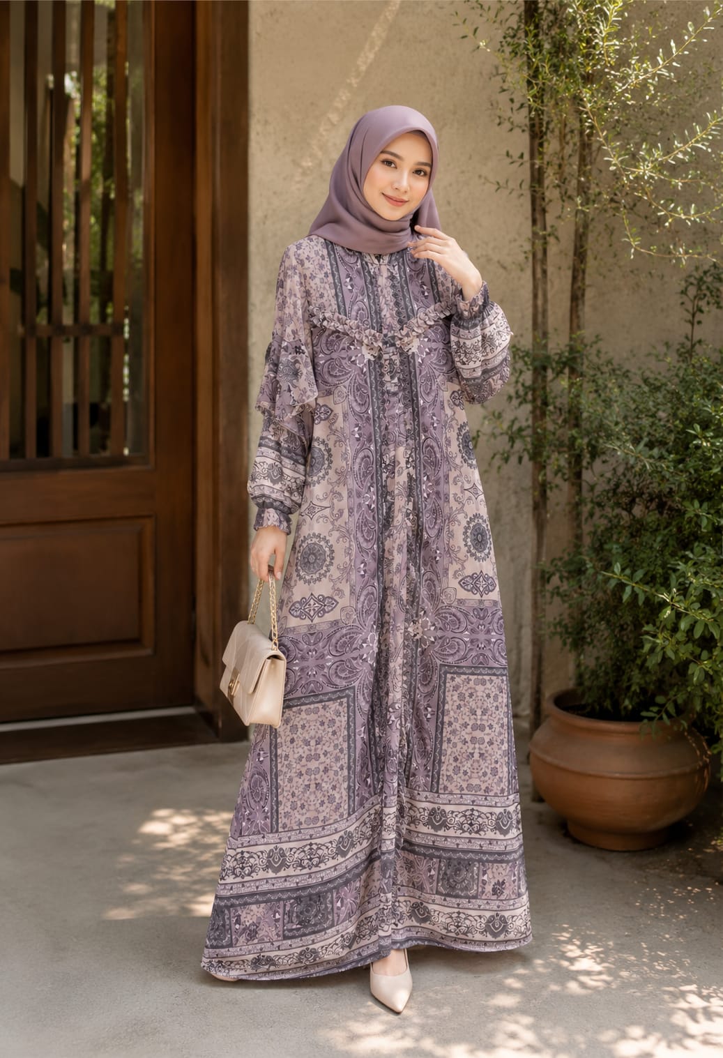 Gamis Motif Elegan Ruffle Premium